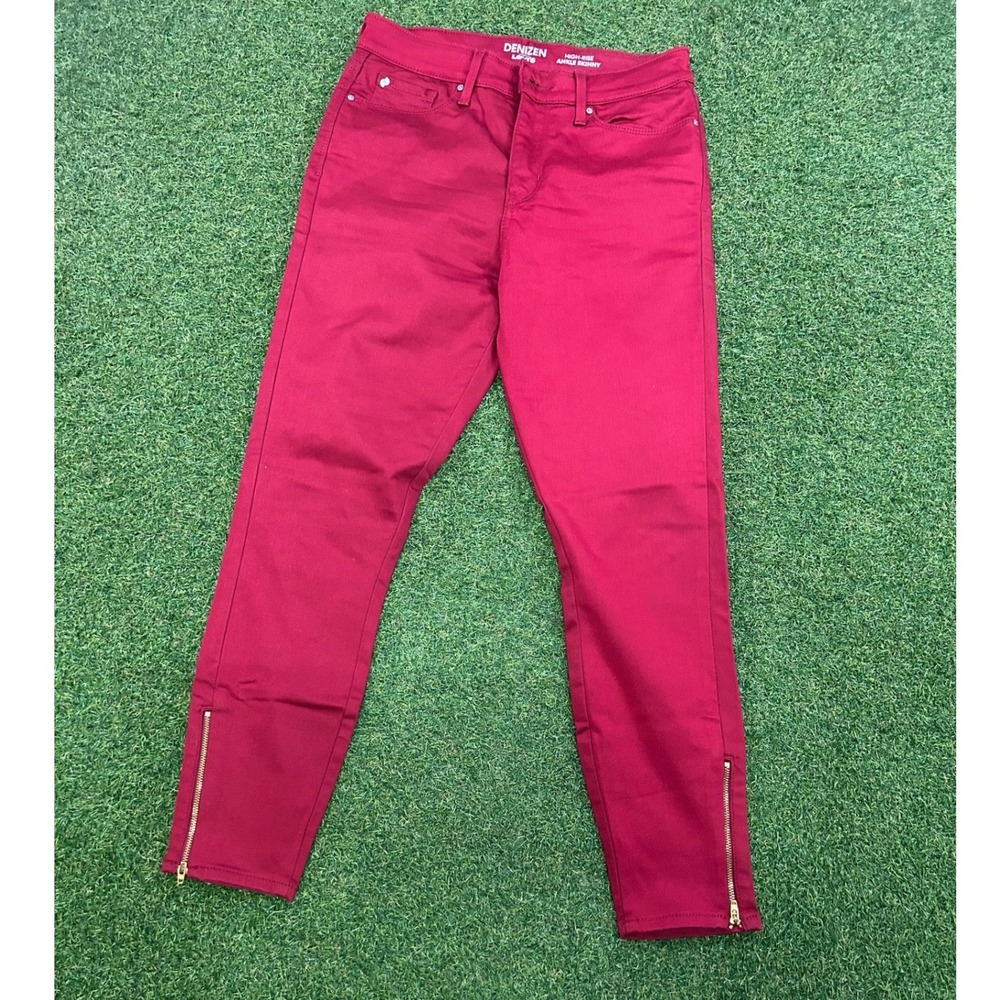 Denizen from Levis High Rise Ankle Skinny Jeans Red Zipper Hem Size 8 29
